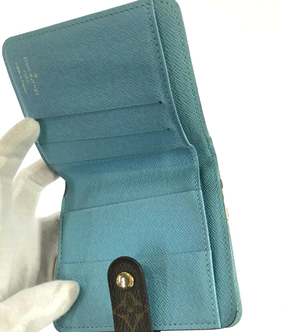 Louis Vuitton Bi Compact Monogram Zip Groom fold Blue Wallet Bellboy Blue